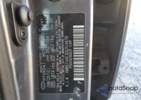 2013 Hyundai Accent Gls z USA, uszkodzony, nr VIN KMHCT4AE3DU314676